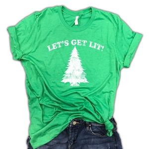 Let's Get Lit Christmas Tree Shirt Unisex Tee